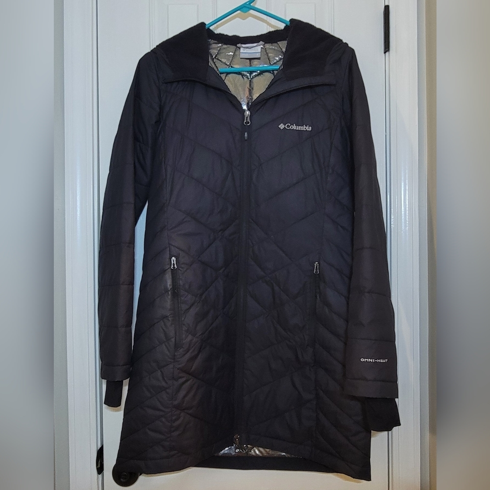 Columbia Heavenly Omni Heat S Black Long Hooded Womens Jacket Coat